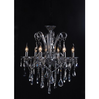 Polished chrome 6 light traditional crystal chandelier