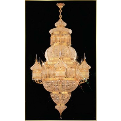 Entryway/ foyer large crystal chandelier in gold plated finish