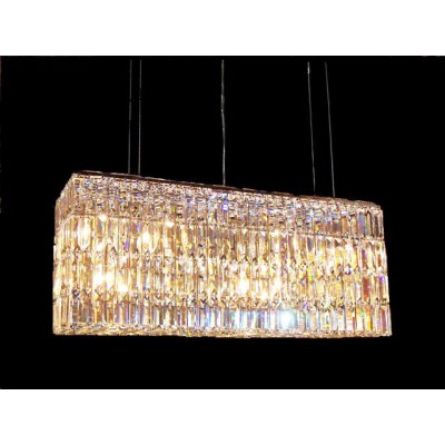 Rectangular contemporary crystal chandelier with clear crystals