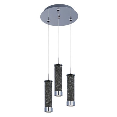 Polished Chrome Three-Light LED 12-Inch RapidJack Pendant with Smoke Crystal Glass