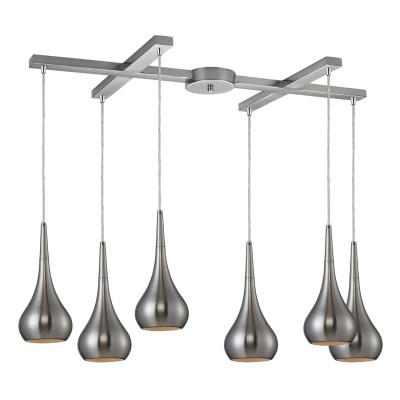 Lindsey Satin Nickel Six-Light GU10 Pendant with H Canopy
