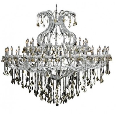 Chrome Forty-Nine Light 72-Inch Chandelier with Royal Cut Golden Teak Smoky Crystal