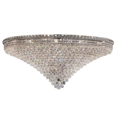 Tranquil Chrome Thirty-Three Light 48-Inch Flush Mount with Royal Cut Clear Crystal
