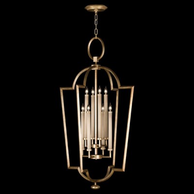 Eight-Light Lantern Pendant in Burnished Gold Leaf Finish