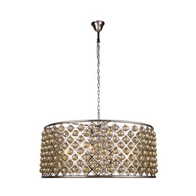 Madison Polished Nickel 10-Light Pendant with Faceted Golden Teak Crystals