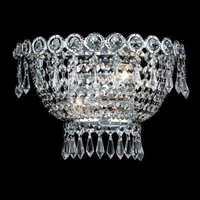 2 Light Century Crystal Wall Sconce in polished chrome