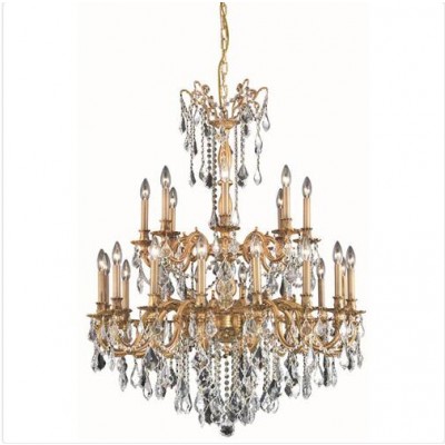 Gold 24-Light Chandelier with Royal Cut Crystal