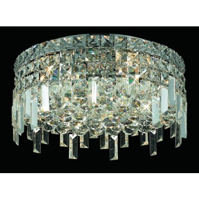 5 light contemporary crystal flush mount chrome finish 
