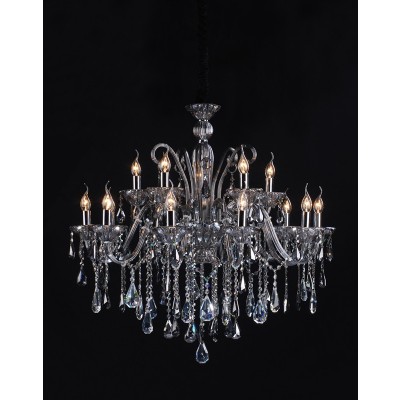 Polished chrome 15 light traditional crystal Chandelier