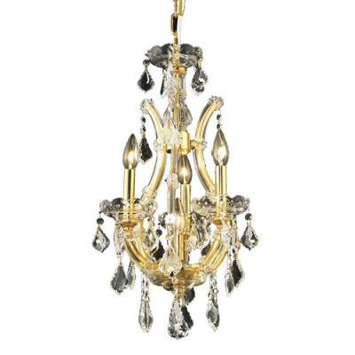 Gold Four-Light 12-Inch Mini Chandelier with Royal Cut Clear Crystal