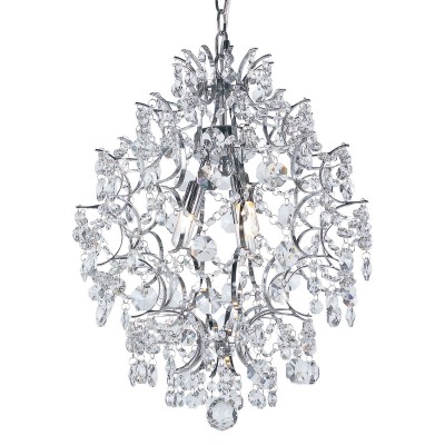 Versailles Polished Chrome 3 Light Pendant with Cut Crystal Bead Strands
