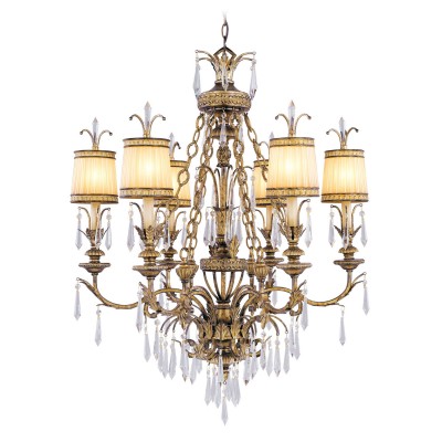 Vintage Gold Leaf Six-Light Chandelier