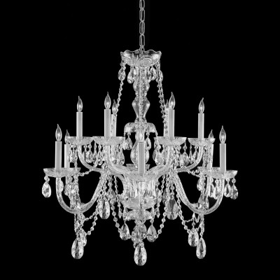  Polished Chrome Twelve-Light Swarovski Elements Crystal Chandelier