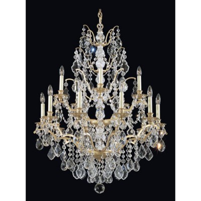 Bordeaux New French Gold 15-Light Clear Legacy Collection Chandelier, 32W x 40H x 32D
