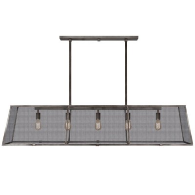 Five-Light Pendant in Warm Antique Hand Rubbed Steel Finish