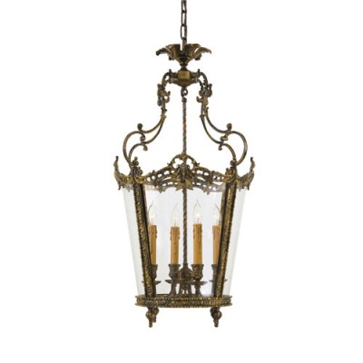 Vintage Antique Bronze Patina Lantern Pendant