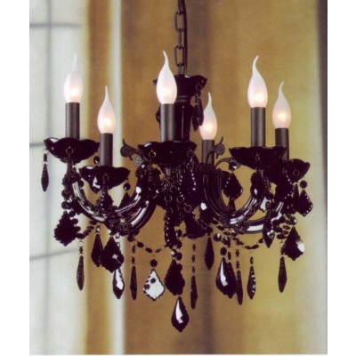 6 Lights  Traditional crystal chandelier dressed with black crystals in black finish