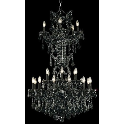  Black Twenty-Five Light Chandelier with Jet/Black Royal Cut Crystals