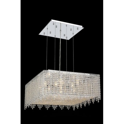 Moda Square Lace Chrome Thirteen-Light 26-Inch Pendant with Swarovski Spectra Clear Crystal