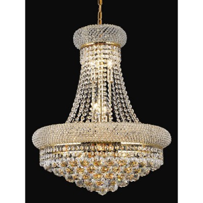 Gold Fourteen-Light 20-Inch Chandelier with Royal Cut Clear Crystal
