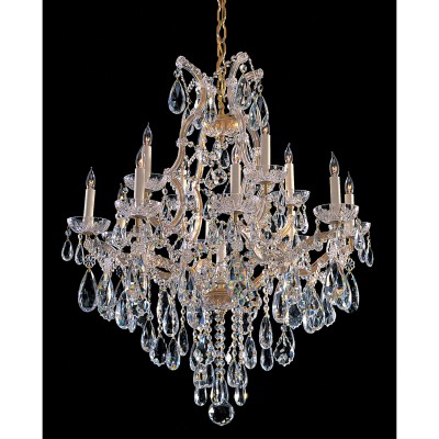  Gold Thirteen-Light Chandelier with Swarovski Spectra Crystal
