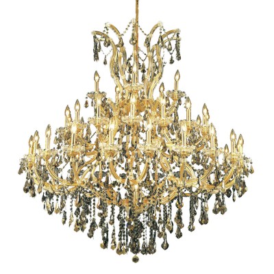 Maria Theresa Gold Forty-One Light 52-Inch Chandelier with Royal Cut Golden Teak Smoky Crystal