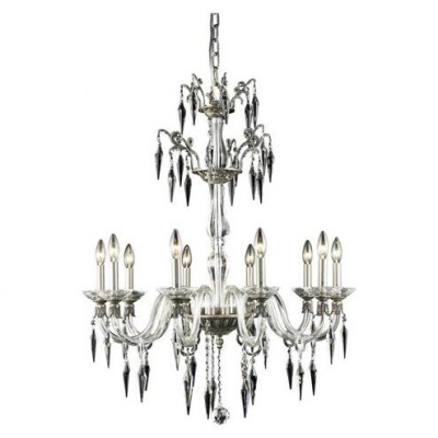  Pewter 10-Light Chandelier with Swarovski Elements Crystal