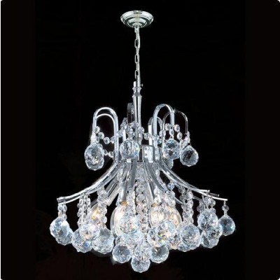 Six-Light Chrome Finish with Clear-Crystals Chandelier