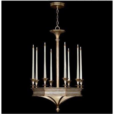  Eight-Light Chandelier in Gold with Toned Silver Leaf Finish