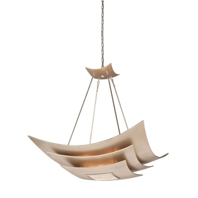 Tranquility Silver Leaf with Polished Stainless Accents Eight-Light Pendant