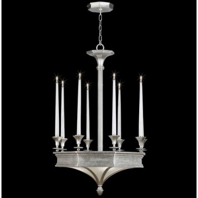 Silver Eight-Light Chandelier in Silver Leaf Finish