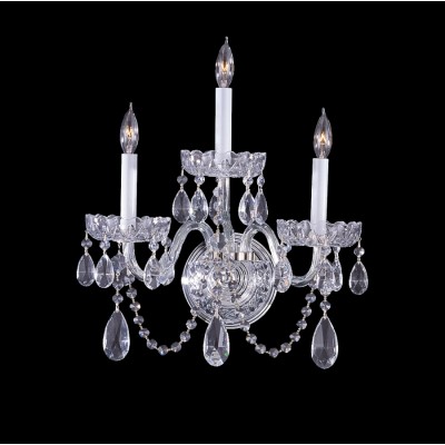 3 light crystal wall sconce with Majestic wood polished crystal