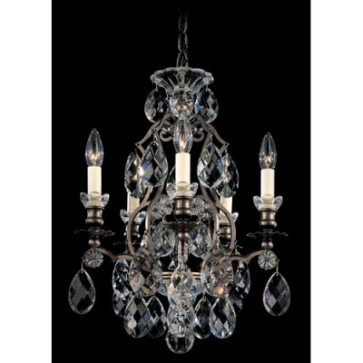 Renaissance Heirloom Bronze Five-Light Clear Heritage Handcut Crystal Chandelier, 14.5W x 19H x 14.5D