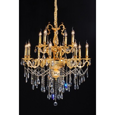 Gold plated 12 light traditional crystal Chandelier