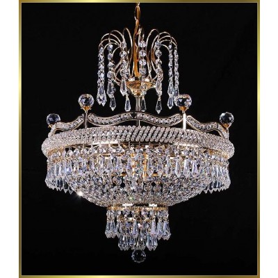 8 lights crystal chandelier in gold plated finish
