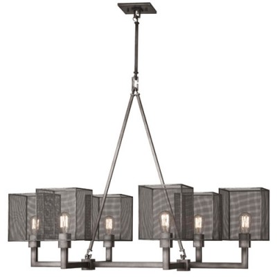 Six-Light Pendant in Warm Antique Hand Rubbed Steel Finish