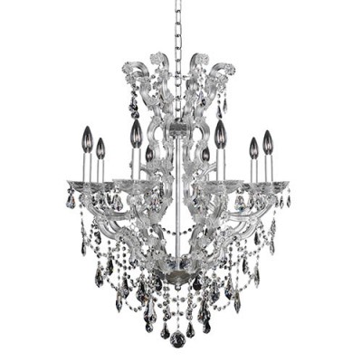  Chrome Eight-Light Chandelier with Firenze Clear Crystal