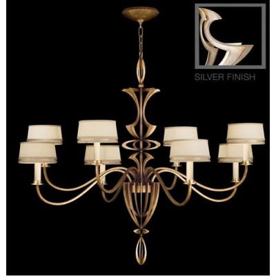 Eight-Light Chandelier in Toned Silver Leaf Finish