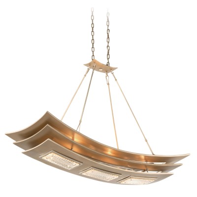Tranquility Silver Leaf with Polished Stainless Accents Six-Light Island Pendant