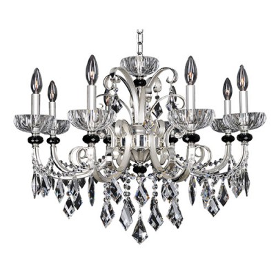 Silver Eight-Light 29.5-Inch Wide Chandelier with Firenze Clear Crystal