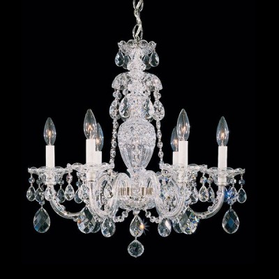 6 lights Bohemian crystal chandelier in polished chrome finish