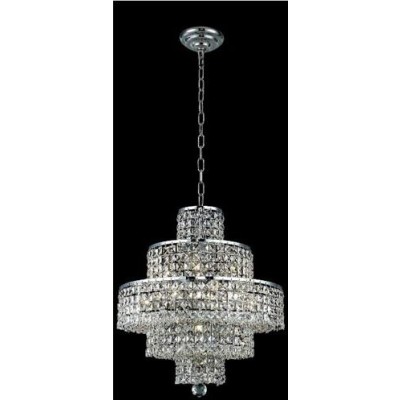Chrome Thirty-Light Chandelier with Golden Teak/Smoky Royal Cut Crystals