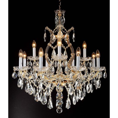12 Lights Maria Theresa crystal chandelier dressed with clear crystals 