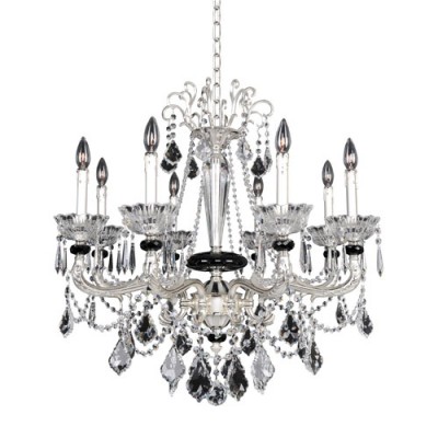 Campra Two-Tone Silver Eight-Light Chandelier with Firenze Clear Crystal