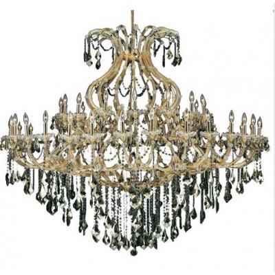 Gold Forty-Nine Light 72-Inch Chandelier with Royal Cut Golden Teak Smoky Crystal