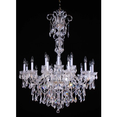 18 Lights Bohemian Crystal chandelier in polished chrome finish