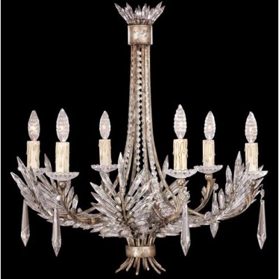 Six-Light Chandelier in Warm Antiqued Silver Finish