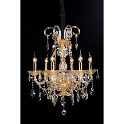 Gold plated 6 light traditional crystal Chandelier
