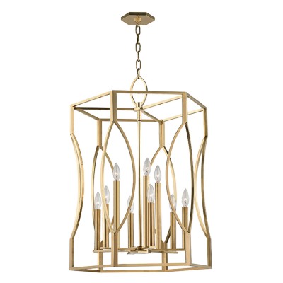 Aged Brass Nine-Light Pendant