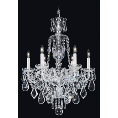 Silver Six-Light Clear Heritage Handcut Crystal Chandelier, 22W x 29.5H x 22D